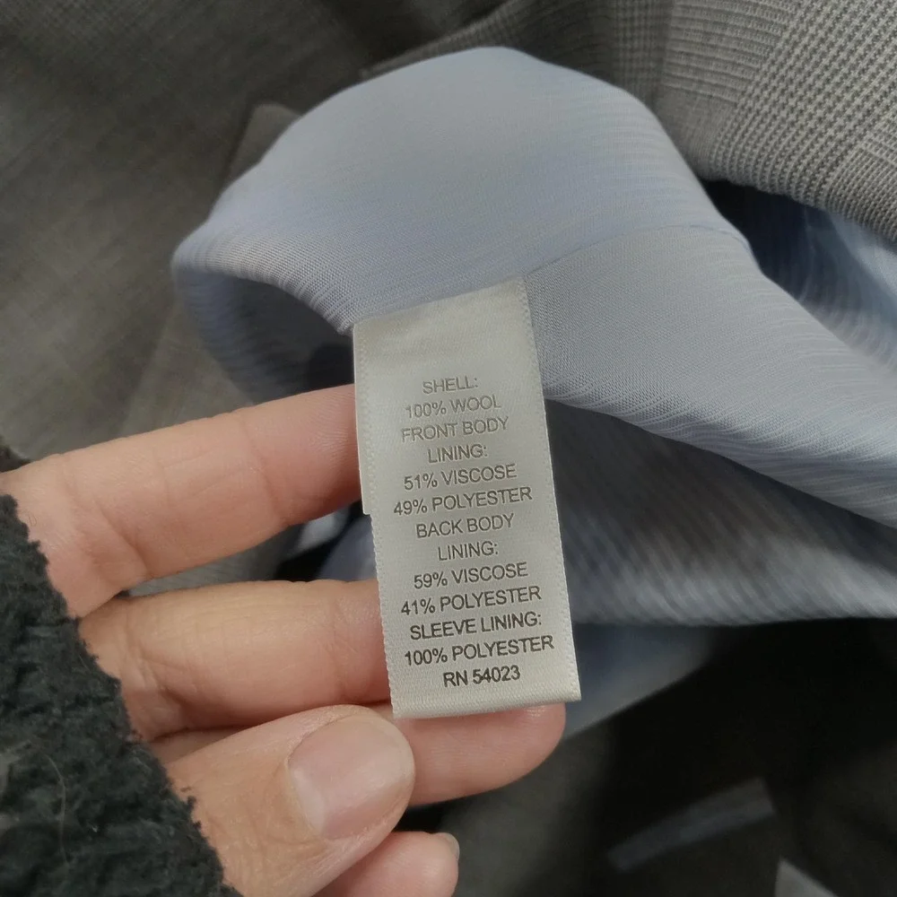 Banana Republic Blazer Mens 44R Gray‎ Plaid Wool Tailored 2 Button Suit Jacket